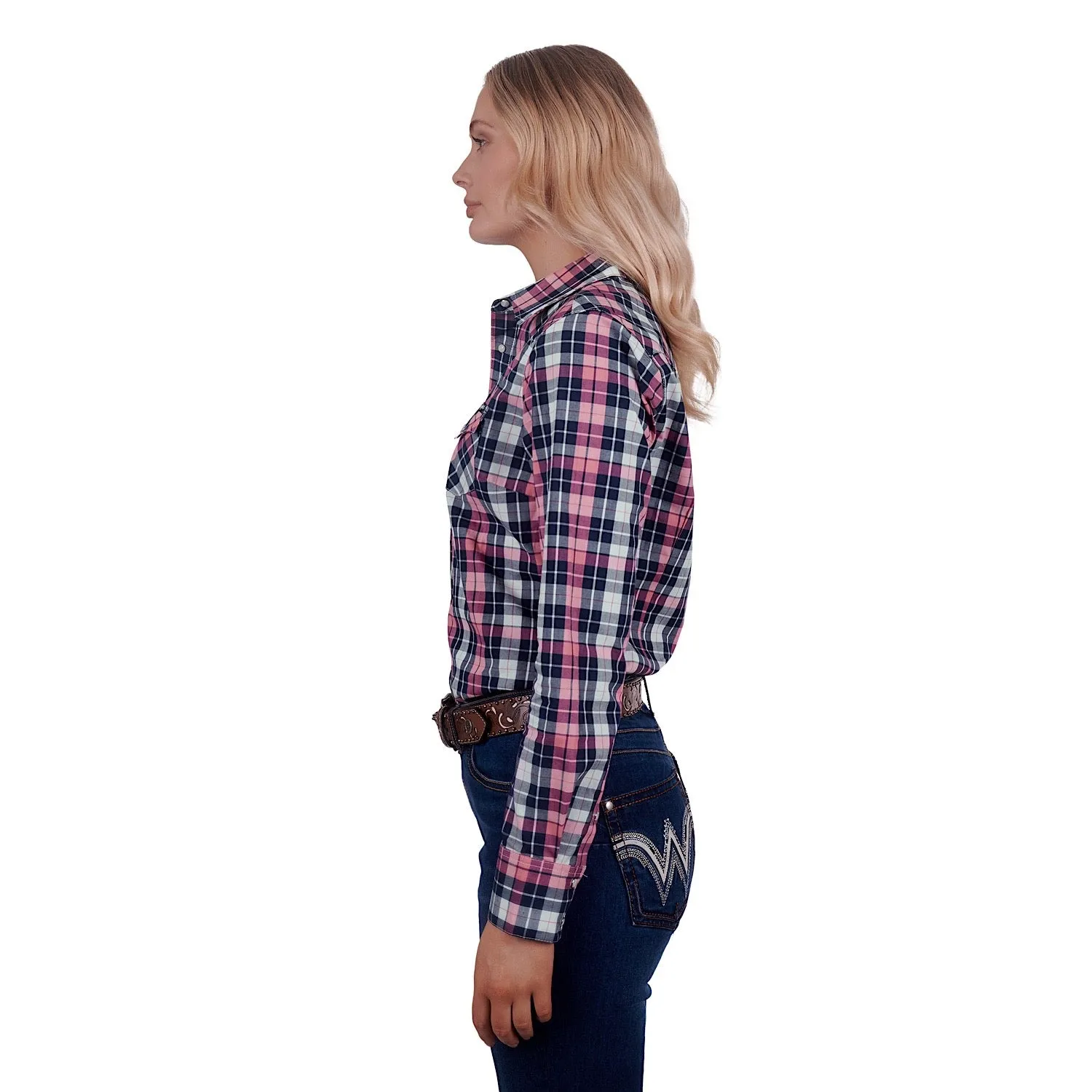 Wrangler Women's Greta Check Western Shirt Pink/Navy