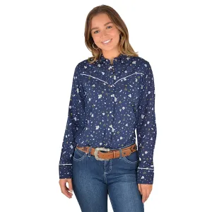 Wrangler Womens Jocelyn Western L/S Shirt Navy/Multi