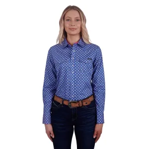 Wrangler Women's Karla Print Western L/S Shirt Blue