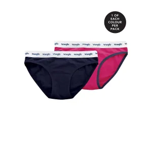 Wrangler Women's Logo Briefs Twin-Pack Navy/Pink