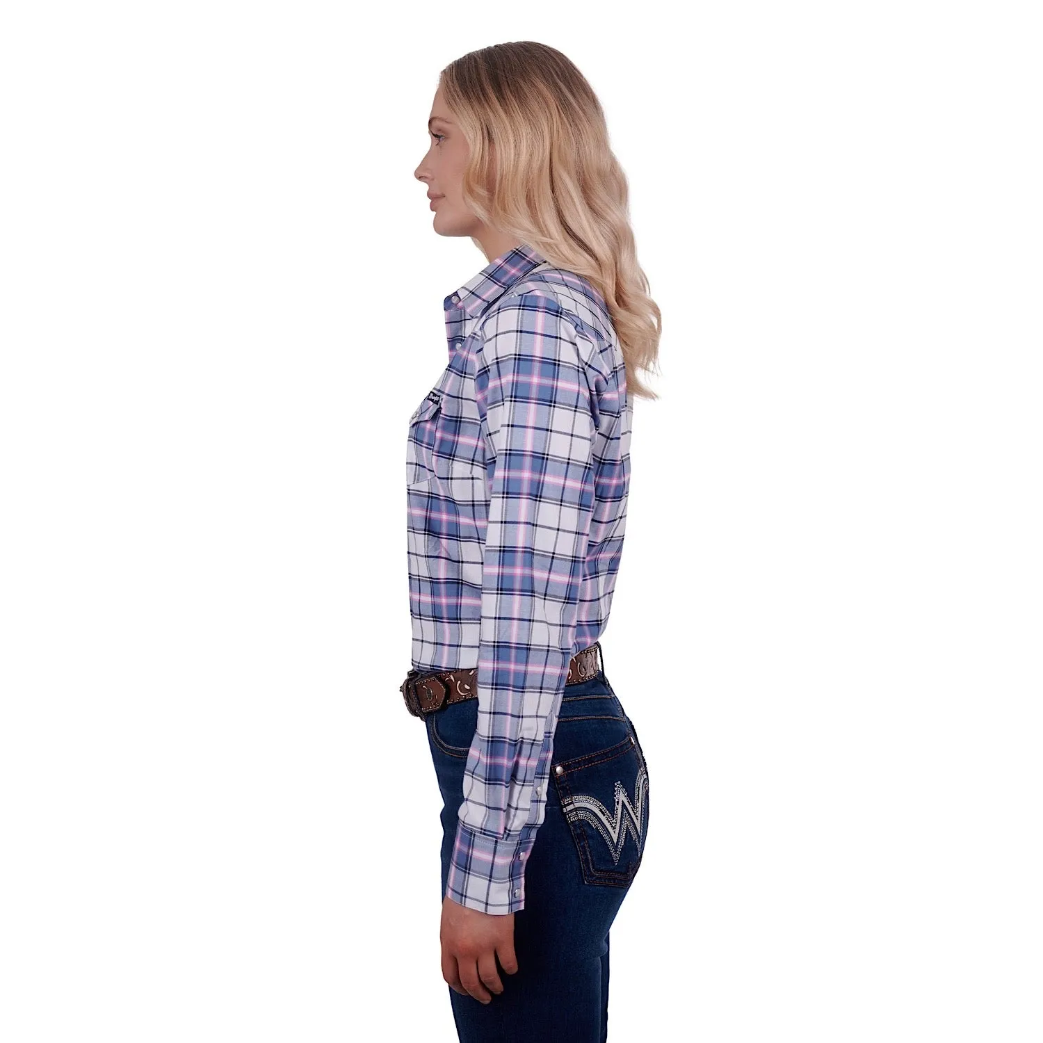 Wrangler Women's Lucy Check Western Shirt Blue/Pink