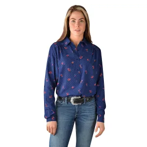 Wrangler Womens Madden Print L/S Shirt Navy/Multi