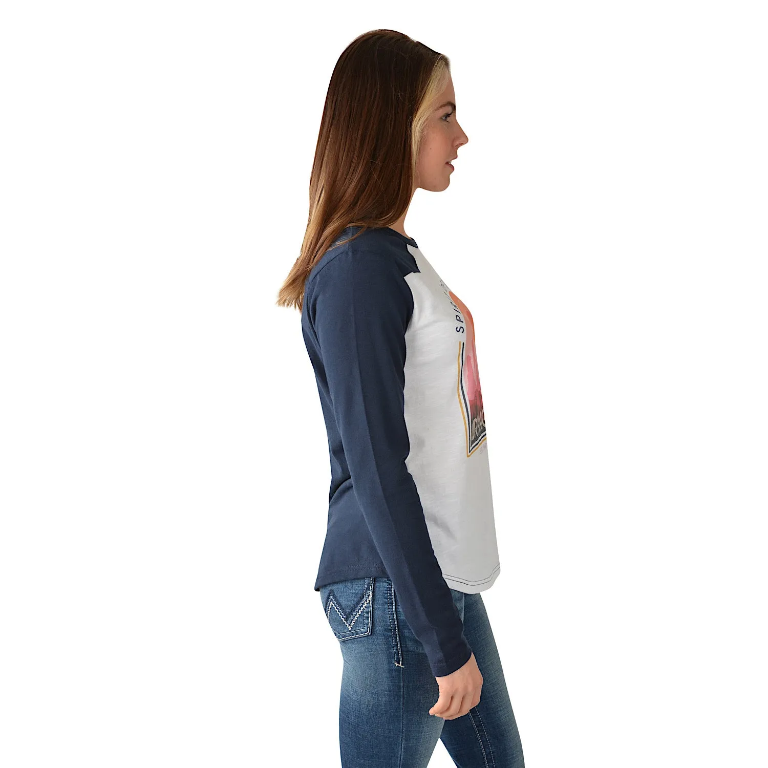 Wrangler Womens Navada L/S Raglan Tee White/Navy