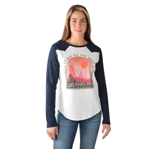 Wrangler Womens Navada L/S Raglan Tee White/Navy