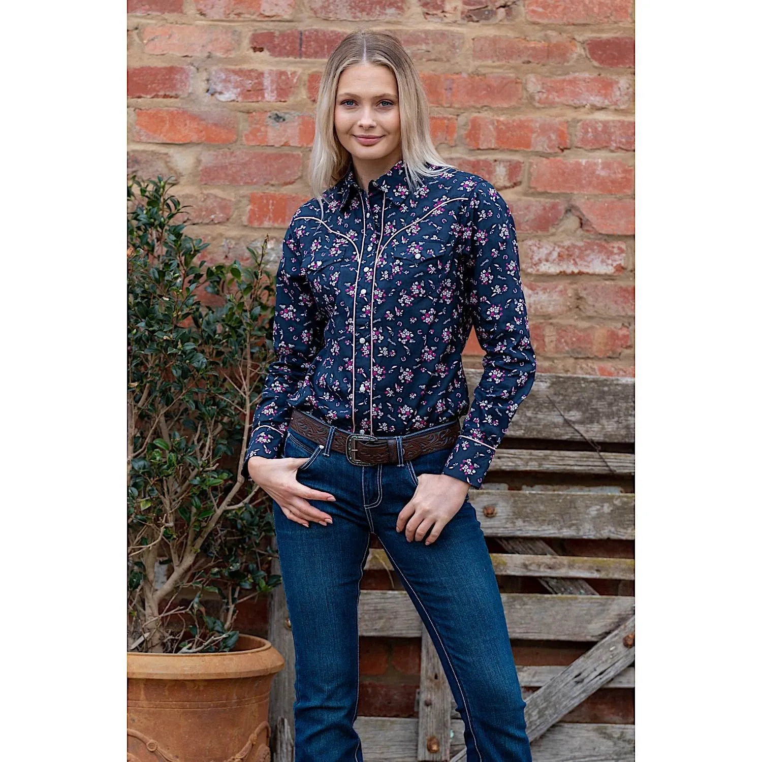 Wrangler Women's Norah Shirt Navy/Pink