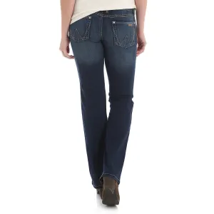Wrangler Women's Retro Mid Rise Boot Cut Mae Jean 34 Leg Dark Blue