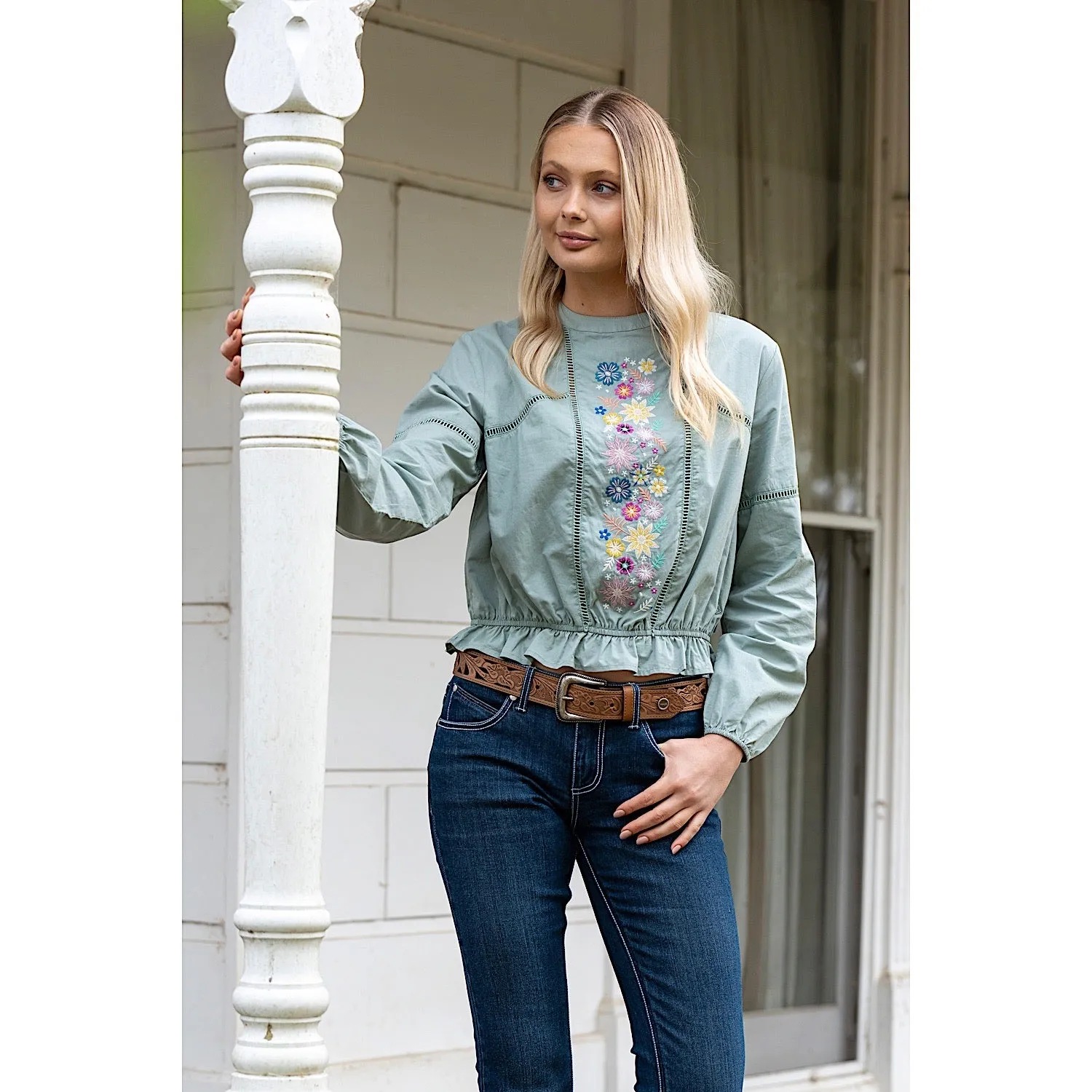 Wrangler Women's Ryleigh Blouse Lily Pad
