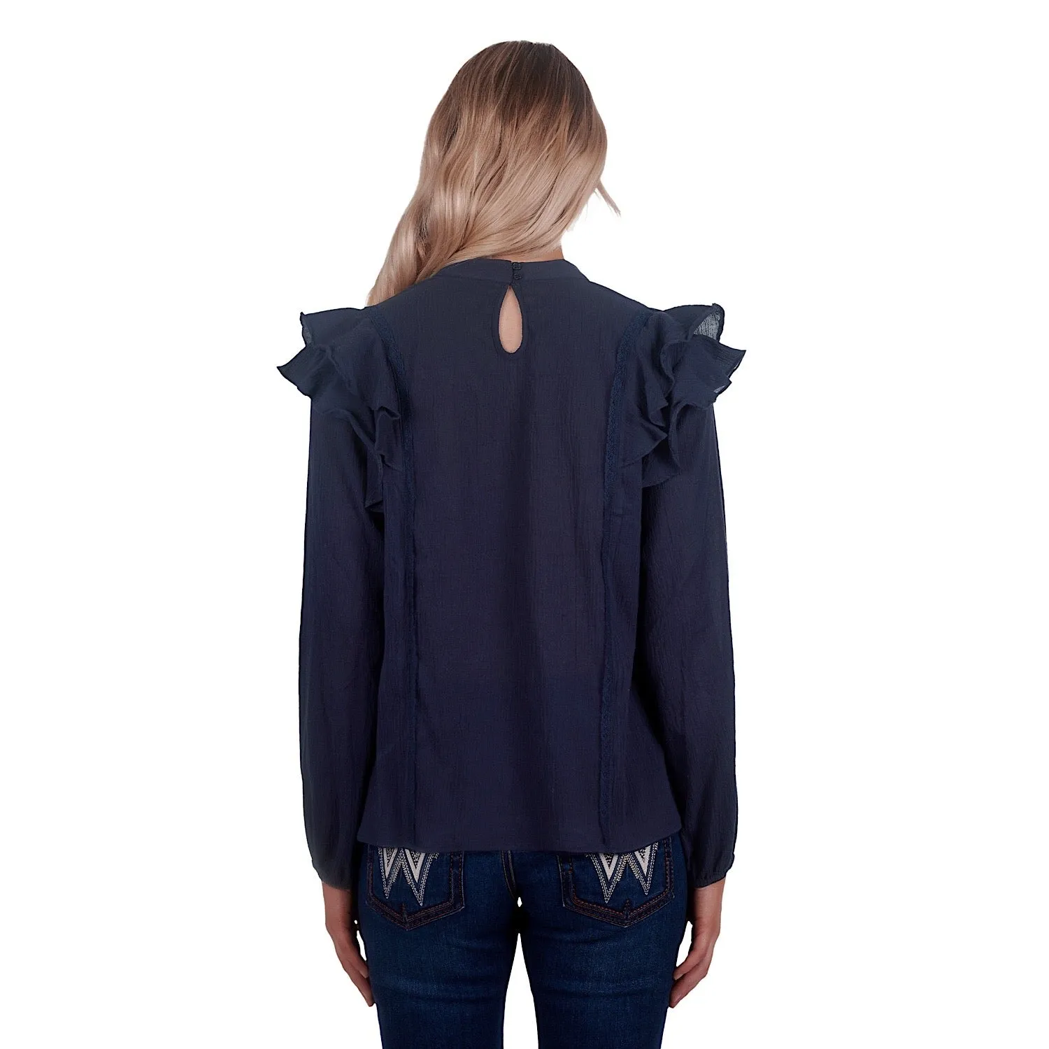 Wrangler Womens Vanessa L/S Blouse Navy